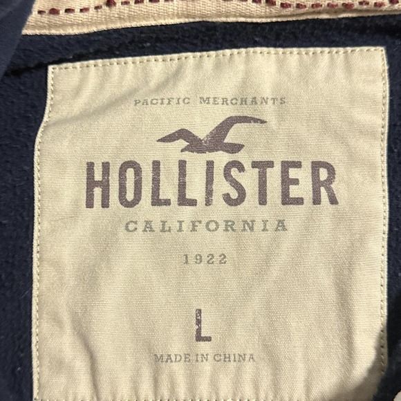 Vintage Hollister Navy Blue Full Zip Up Hoodie Size Mens Large - Picture 4 of 5